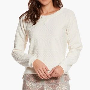 prAna Dimension Hemp cream colored textured long sleeve Top woman’s size XL